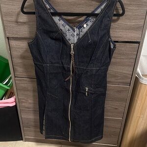 Dark Denim Zip-Up Dress size L